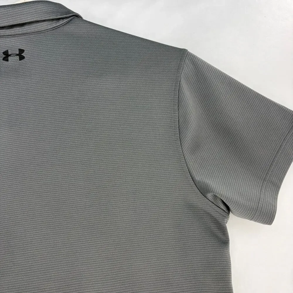Under Armour Men's XL HeatGear Tech Textured Stripe Polo Shirt Gray - Picture 13 of 15
